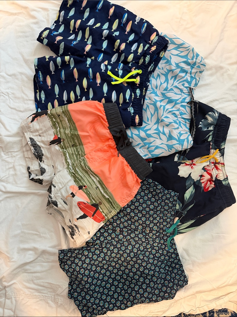 J. Crew Kids Swim Trunks - Navy, Light Blue, Coral, White, Green